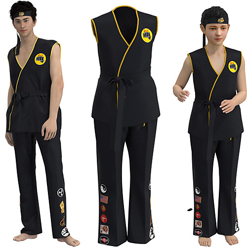 

Cobra Kai Karate Kid Outfits Masquerade Men's Women's Boys' Movie Cosplay Cosplay Sports Black Top Pants Waist Belt Carnival Children's Day Masquerade Polyester