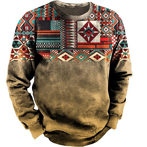 

Men's Sweatshirt Pullover Graphic Prints Print Sports & Outdoor Casual Daily 3D Print Basic Casual Western Aztec Hoodies Sweatshirts Black Army Green Khaki