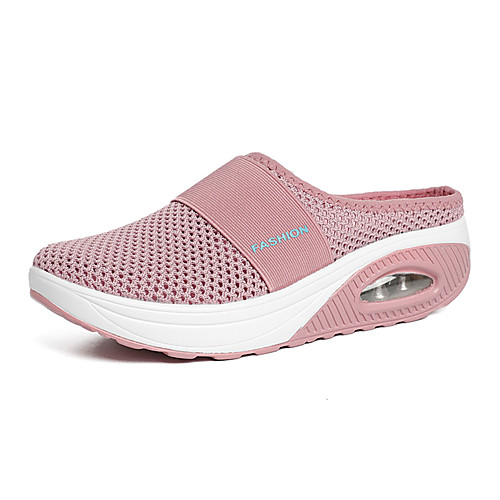 

Women's Clogs Wedge Heel Round Toe Sporty Casual Daily Outdoor Tissage Volant Loafer Summer Solid Colored Black Gray Light Pink