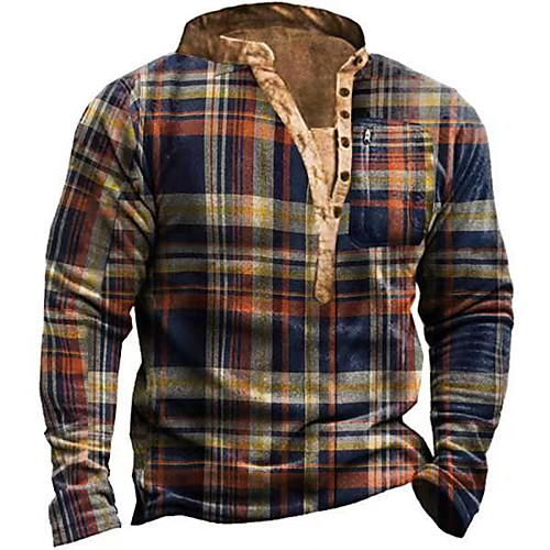 

Men's Sweatshirt Pullover Plaid Graphic Prints Print Sports & Outdoor Casual Daily 3D Print Basic Casual Hoodies Sweatshirts Green Orange Red