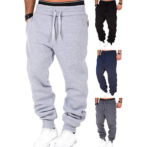 

Men's Sweatpants Joggers Track Pants Bottoms Drawstring Fitness Gym Workout Performance Running Training Breathable Soft Sweat wicking Sport Solid Colored Dark Grey Black Light Grey Navy Blue