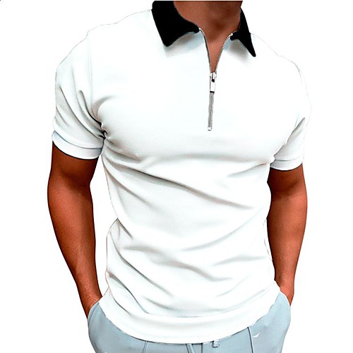 Men's Golf Shirt Polo Shirt Quick Dry Moisture Wicking Lightweight Short Sleeve T Shirt Top Regular Fit Solid Color Summer Tennis Golf Running