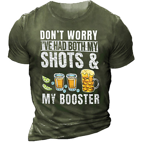 

Men's T shirt 3D Print Graphic Prints Letter Crew Neck Casual Daily Print Short Sleeve Tops Fashion Vintage Classic Comfortable Black Army Green / Summer