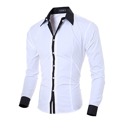 

Men's Shirt Solid Colored Collar Classic Collar Office / Career Daily Long Sleeve Slim Tops Business Casual Black Pink Blue / Spring / Fall / Machine wash / Wash separately