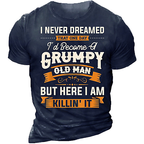 

Men's T shirt 3D Print Graphic Letter Crew Neck Casual Daily Print Short Sleeve Tops Fashion Vintage Classic Comfortable Blue