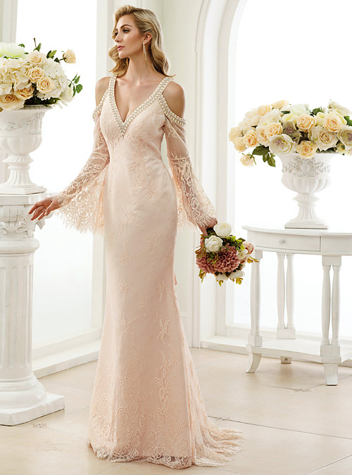 sheath column wedding dress