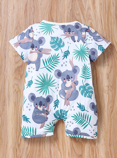 Bebis Pojkar Grundläggande Djur Kort ärm Overall och jumpsuit Vit