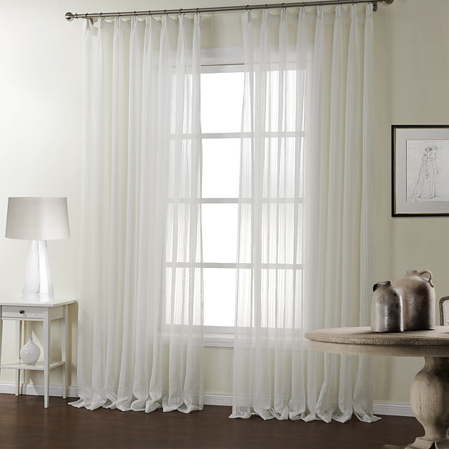Rod Pocket Grommet Top Tab Double Pleat Two Panels Curtain Modern Jacquard Stripe Bedroom Polyester Material Sheer Curtains Shades 687493 2021 58 41 Rod Pocket Grommet Top Tab Double, Double Rod Pocket Sheer Curtains