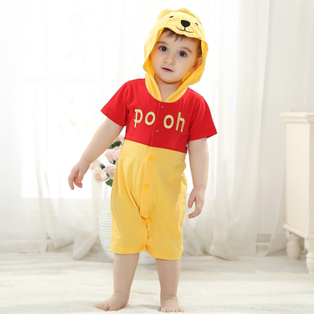 Winnie L Ourson Jaune Et Rouge De Bebe De Coton Kigurumi Pyjama Pour L Ete De 21 A 21 99
