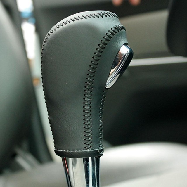 XuJi Black Genuine Leather Gear Shift Knob Cover For Chevrolet Cruze 