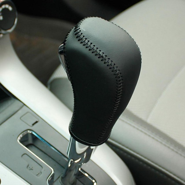 XuJi Black Genuine Leather Gear Shift Knob Cover For Chevrolet Cruze 