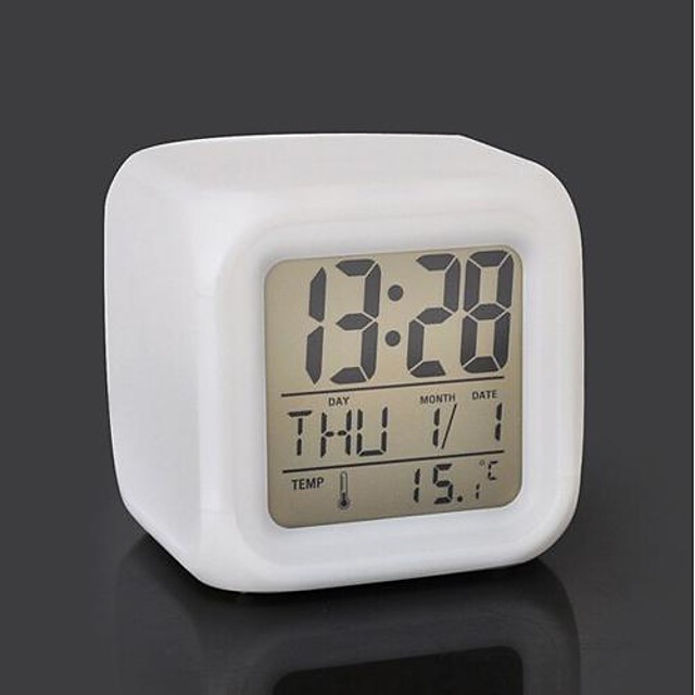 7 Color LED Change Digital Glowing Alarm Clock Night Light for Bedroom