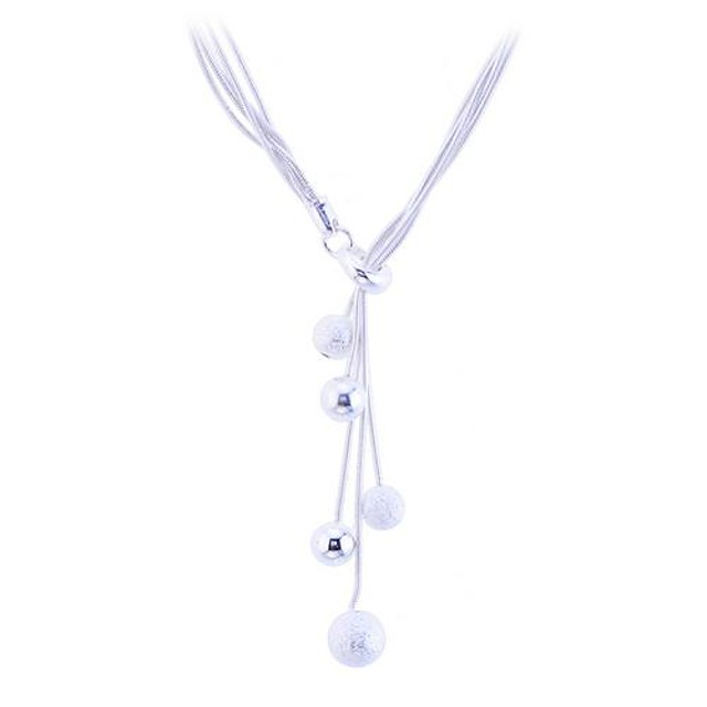 ladies long silver necklace