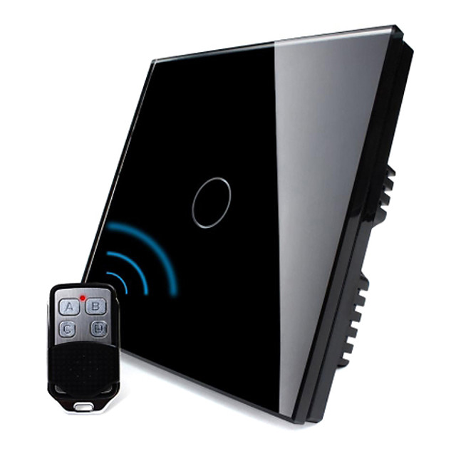 UK Standard Livolo Remote Switch Black Crystal Glass Switch Wall 