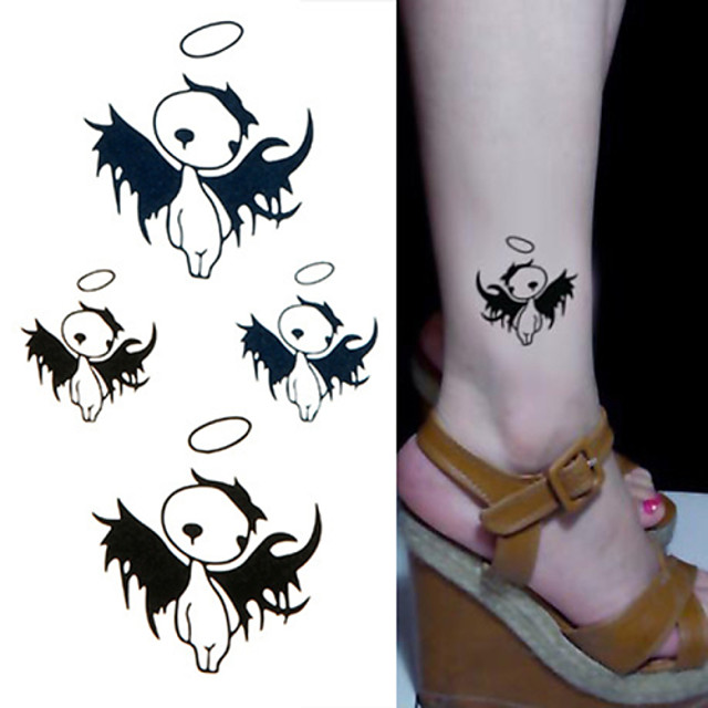 Droles Petits Autocollants Ange Diable De Tatouage De Tatouages Temporaires De 21 A 4 95