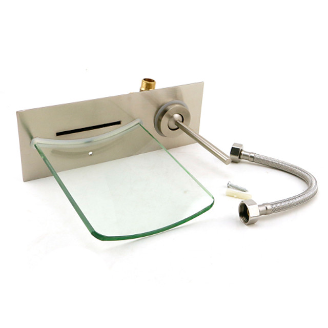 Baño grifo del fregadero - De Pared / Cascada Níquel Cepillado Colocado