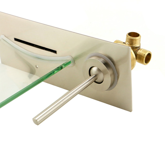 Baño grifo del fregadero - De Pared / Cascada Níquel Cepillado Colocado