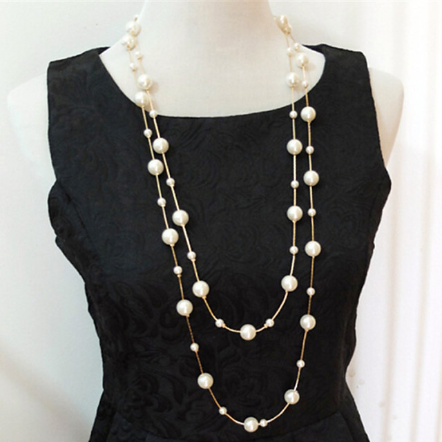 Women's Beaded Necklace Layered Necklace Pearl Necklace Layered Multi ...