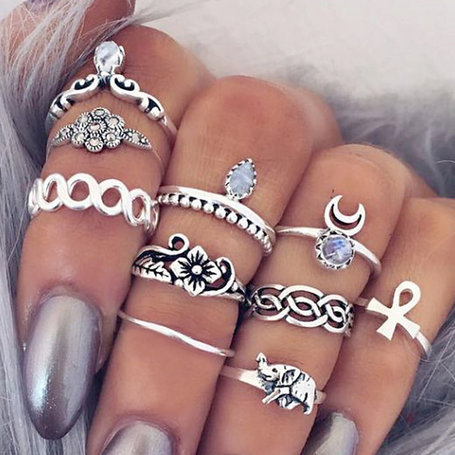 47-54Pcs Gold & Silver Knuckle Stacking Rings Set Boho Star Moon Multiple Rings Pack for Teen Girls,Vintage Stackable Joint Midi Finger Rings Set 