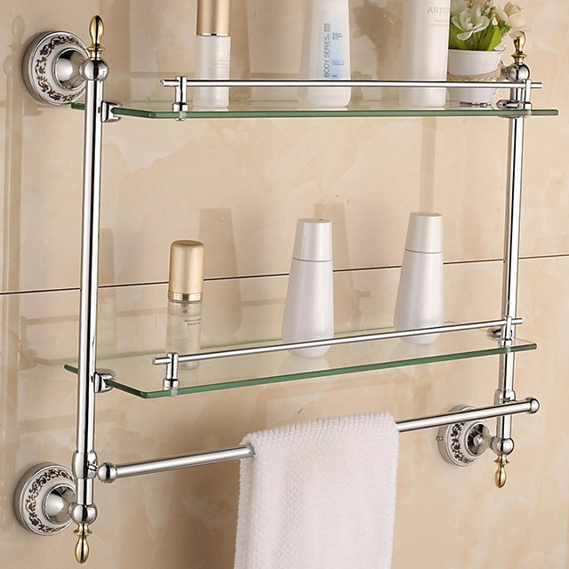 Barra para Toalla / Estantería de Baño / Cromo / Montura en Pared /57