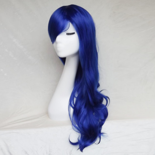 Synthetische Perucken Wellen Wellen Asymmetrischer Haarschnitt Mit Pony Perucke Lang Konigsblau Synthetische Haare Damen Naturlicher Haaransatz Blau 21 23 50