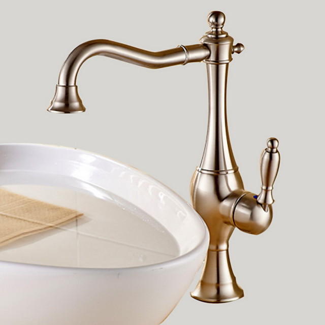 Baño grifo del fregadero - Standard Níquel Cepillado Lavabo Sola manija