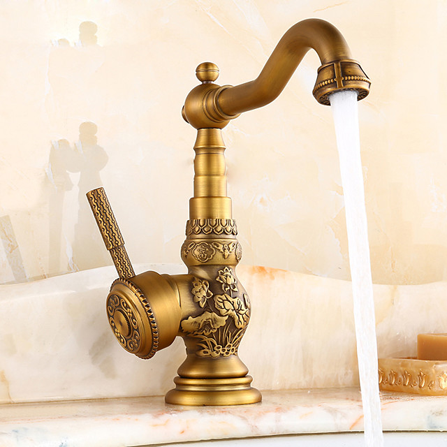 Brass Bathroom Sink Faucet Single, Antique Brass Bathroom Sink Faucets
