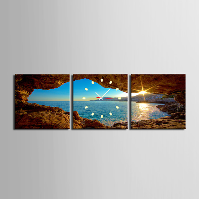 einzigartige moderne Wanduhr auf Satz von 3 Leinwandbild abstrakte