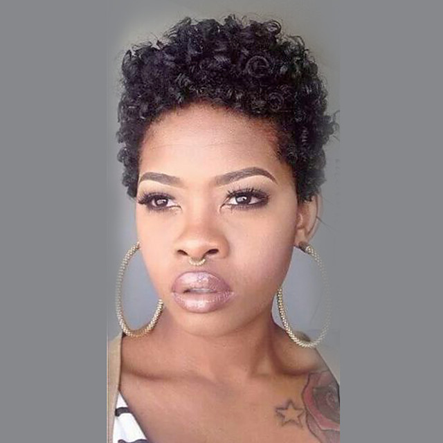 black natural curly short hairstyles wig round face ...