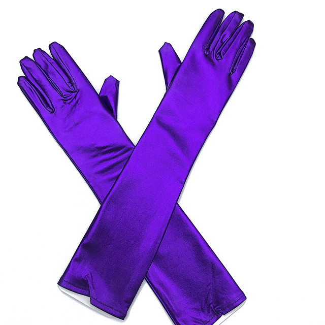 purple evening gloves