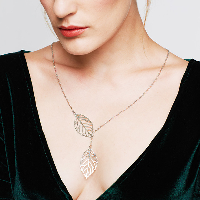 Women Fashion silver necklace Leaf Women Statement Necklaces Ladies Jewellery