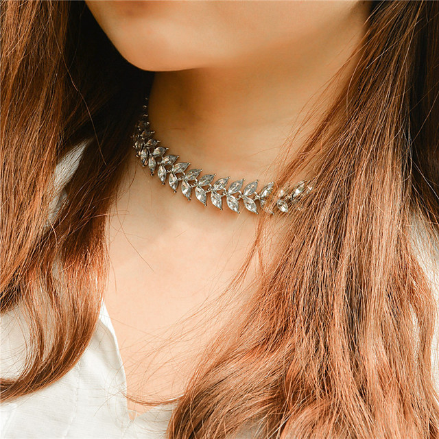 Women Fashion silver necklace Leaf Women Statement Necklaces Ladies Jewellery