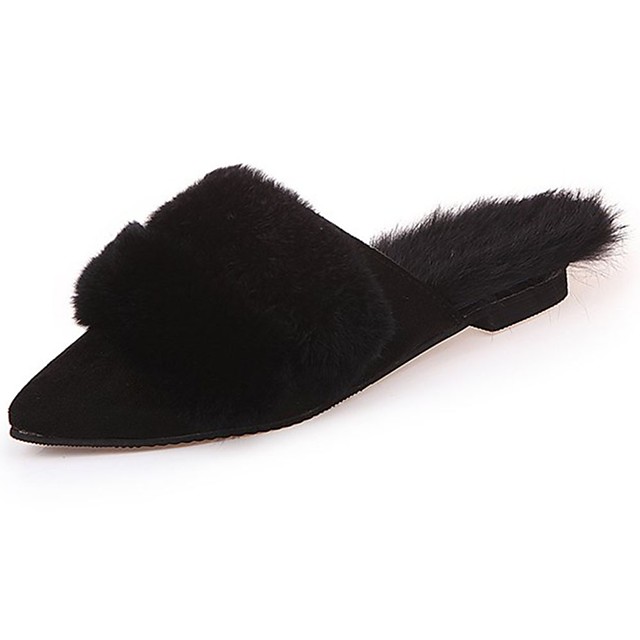 Mulheres Sapatos Pêlo/Pena Inverno Conforto Tamancos e Mules Ponta Redonda  para Casual Preto Camel de 6379807 2021 por $21.59