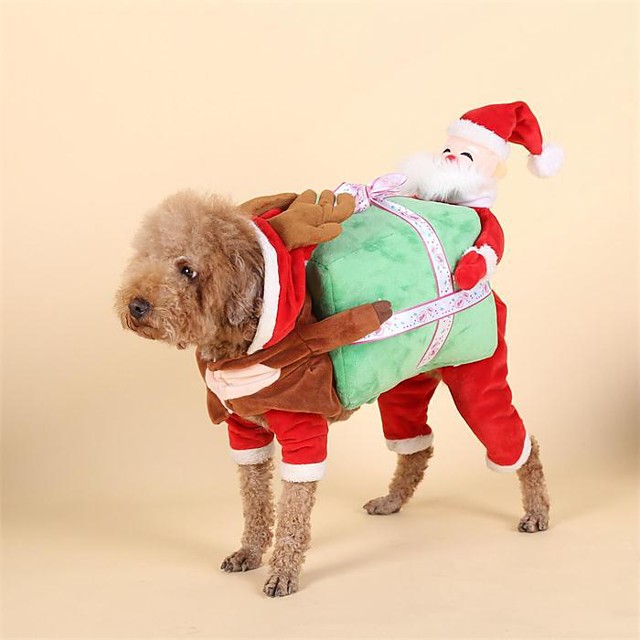 Chien Costume Noël Noël Noël Hiver Vêtements pour Chien Rouge Costume Autre matériel Duvet S M L 