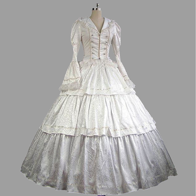 Rococo Victorian 18th Century Dress Outfits Women's Satin Costume White ...