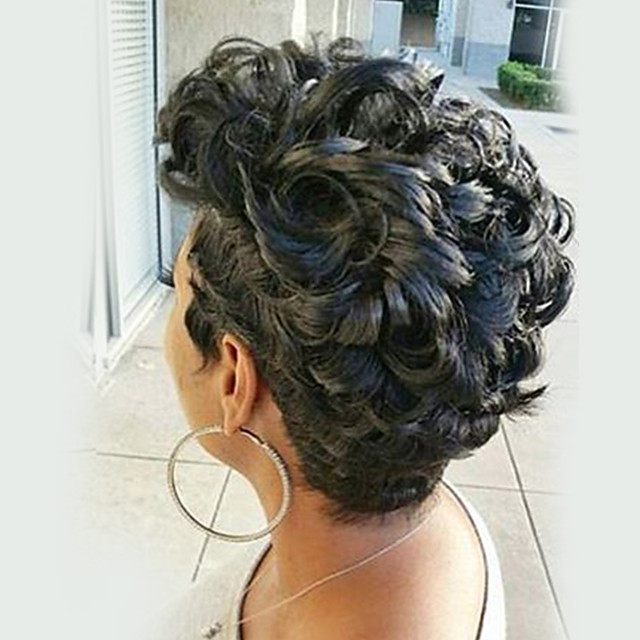 Menschliches Haar Capless Perucken Echthaar Afrikanische Locken Afro Afro Amerikanische Perucke Kurz Maschinell Gefertigt Perucke Damen 36 39