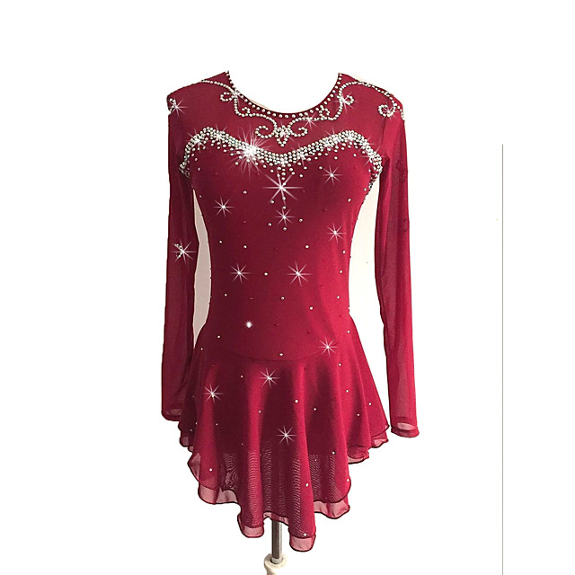 burgundy figure skating dress
