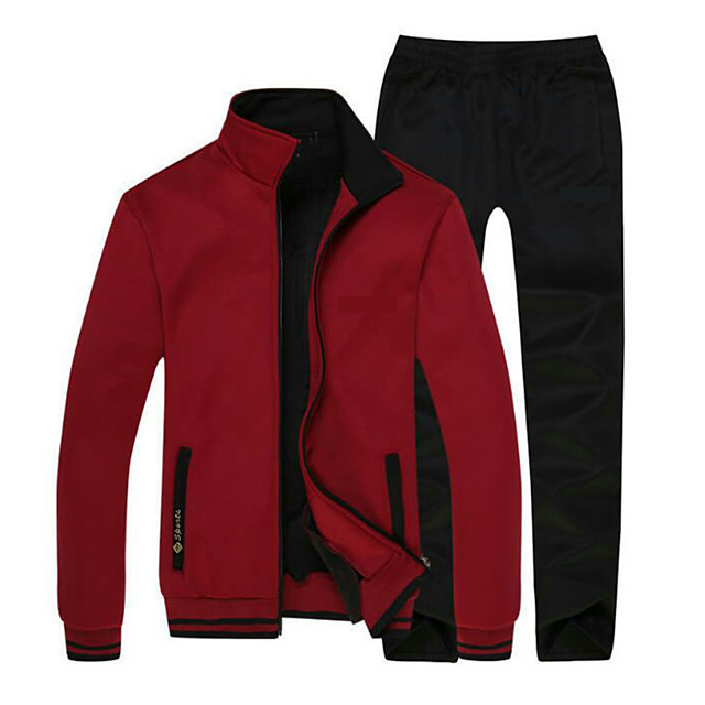 grey and red sweatsuit