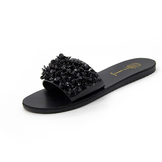 black and silver sandals flat