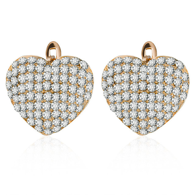 Pendientes cortos Aretes Mujer Zirconia Cúbica Forma de Hoja
