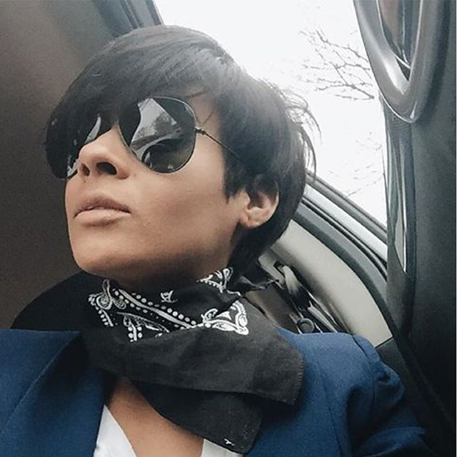 Human Hair Blend Wig Wavy Pixie Cut Short Hairstyles 2020 Natural Black Natural Hairline Machine Made Women S Medium Auburn 30 Jet Black 1 8 Inch 6639709 2020 31 19