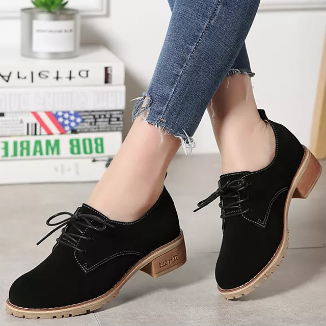 Women's Nubuck leather / Suede Spring / Fall Comfort Oxfords Chunky ...