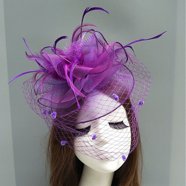 Elegant Net Saucer Hat Fascinator Hats Headpiece Flower Feather & Bowknot