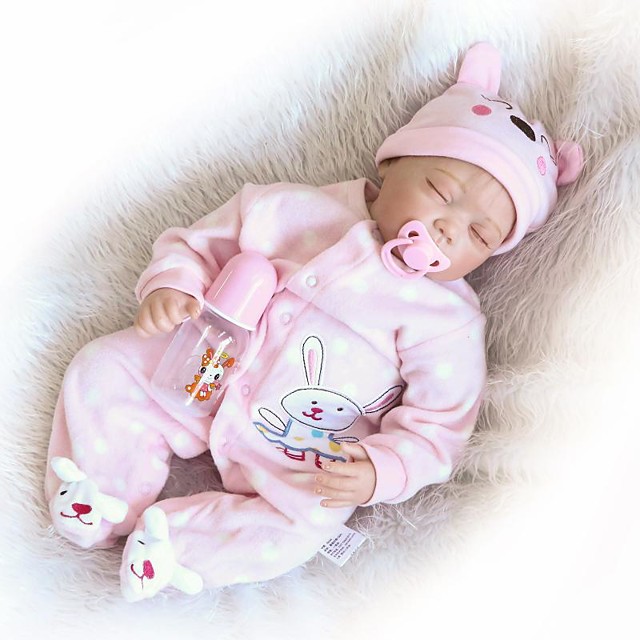 24 Pouce Poupee Reborn Bebes Fille Nouveau Nee Realiste Cadeau Tissu Membres En Silicone 3 4 Et Corps Rempli De Coton Cadeaux Noel Enfant Avec Vetements Et Accessoires Pour Les Cadeaux D Anniversaire De