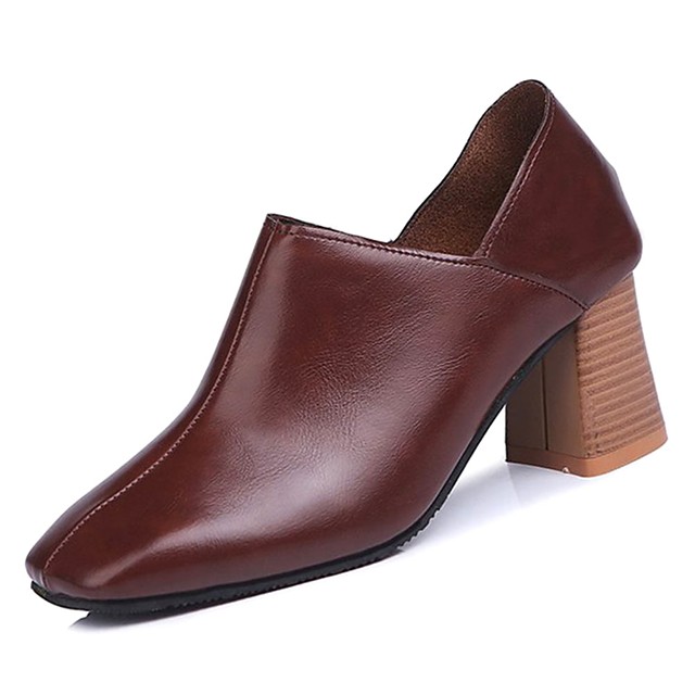 Mujer Zapatos de taco bajo y Slip-On Tacón Cuadrado Dedo cuadrada PU  Confort Verano Marrón / Negro 6829551 2021 – $25.29