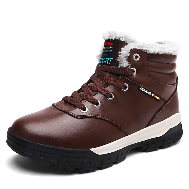 Homme Bottes de neige Faux Cuir Hiver British Bottes Noir ...