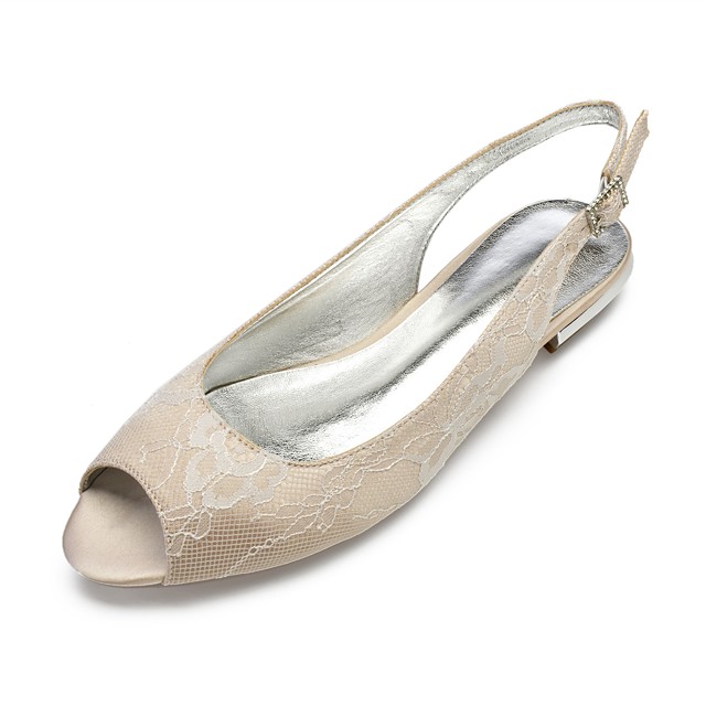 champagne peep toe flats