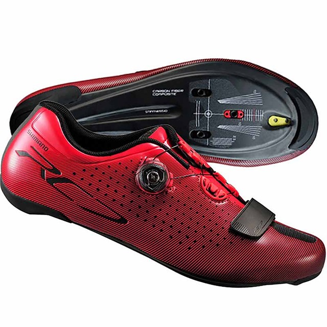 red cycling shoes
