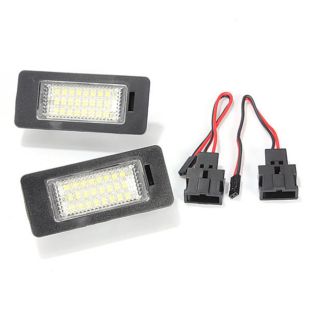 2 pieces LED Licence Number Plate Rear Lamps Assembly for TT Q5 A4 S5 A5 Passat 5D R36 6000K White
