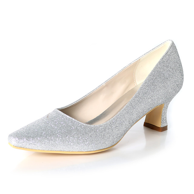 chunky heel silver wedding shoes